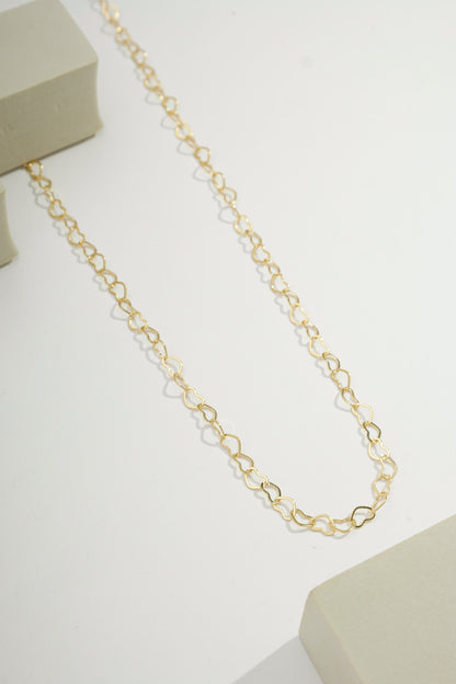 Open Heart Link Chain Necklace Gold
