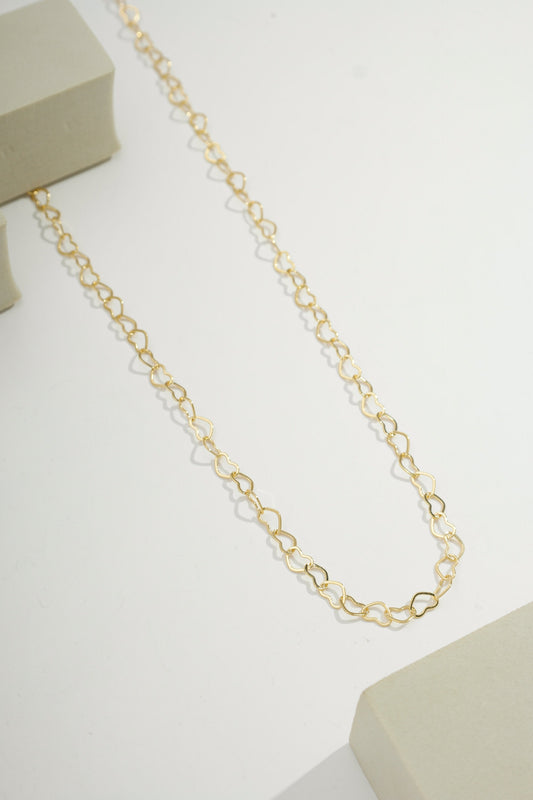 Open Heart Link Chain Necklace Gold