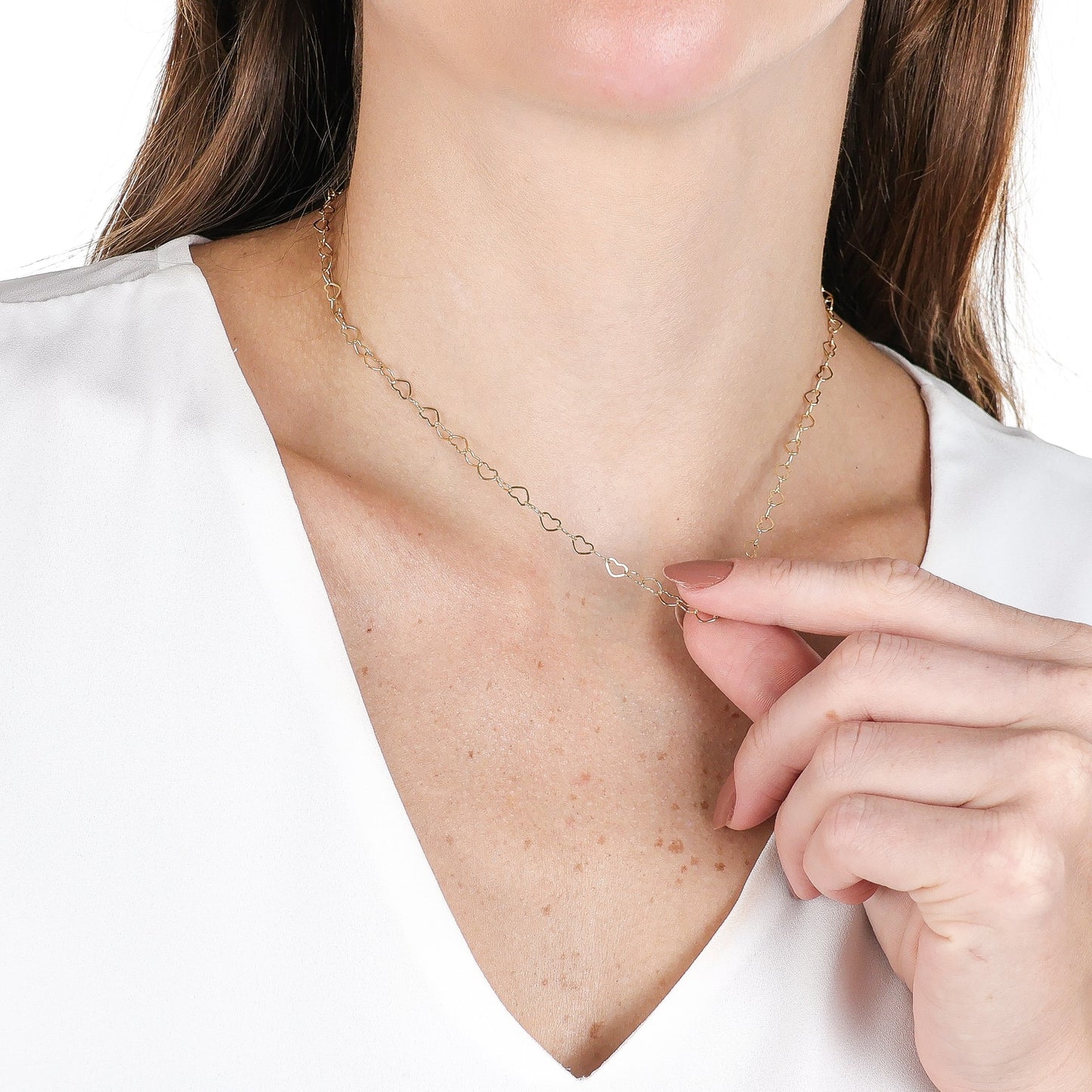 Open Heart Link Chain Necklace Gold
