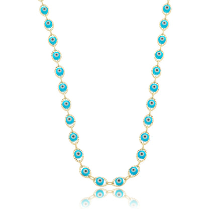 Colorful Greek Eye Chain Gold / 16"