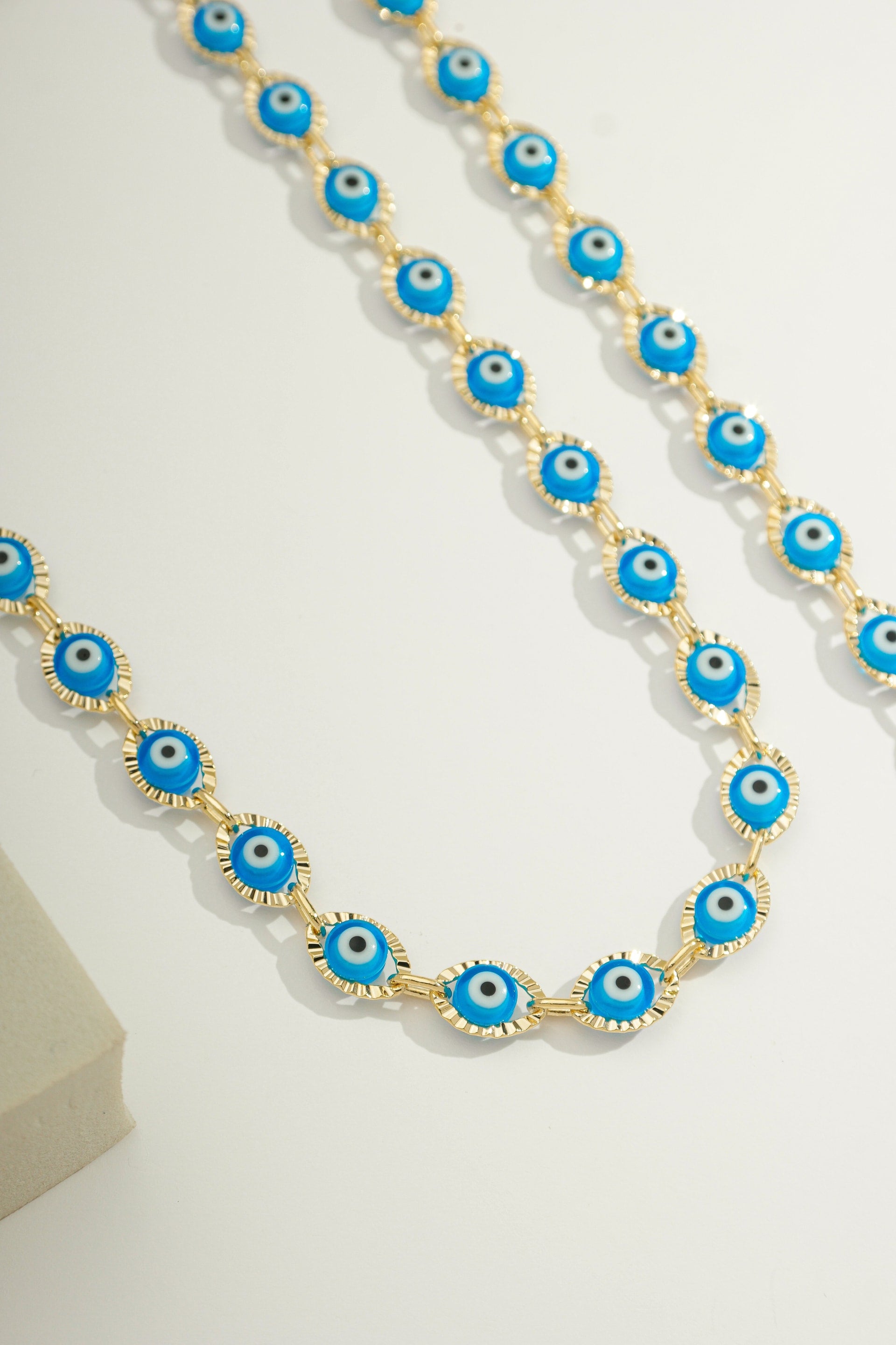 Colorful Greek Eye Chain Gold / 16"