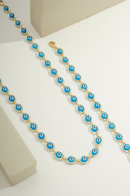 Colorful Greek Eye Chain Gold / 16"