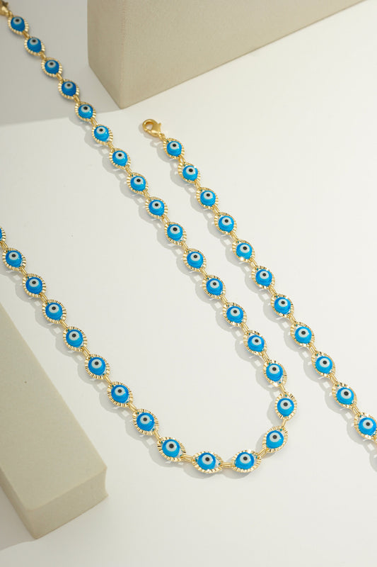 Colorful Greek Eye Chain Gold / 16"