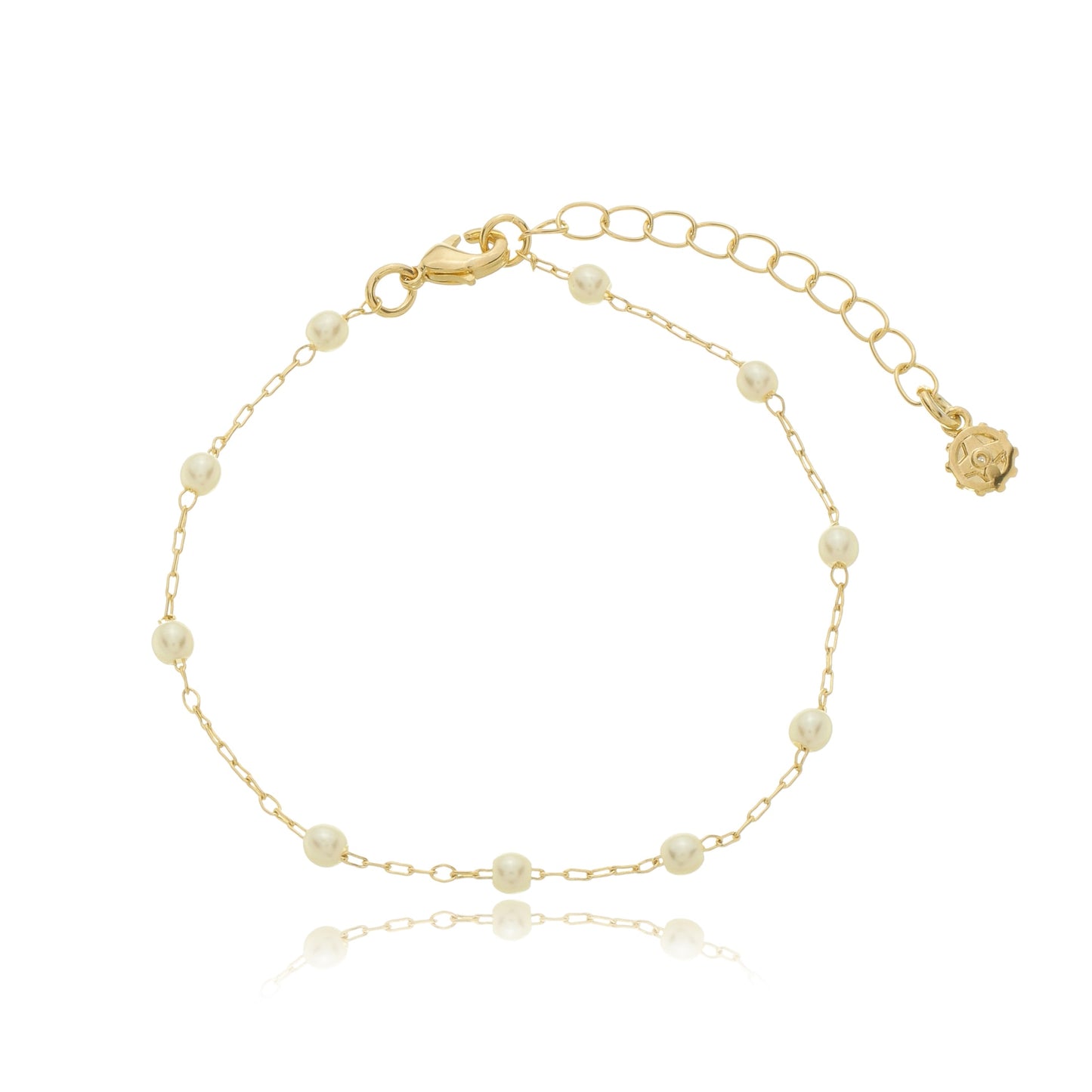 Delicate Pearl Station Chain Gold / 6"