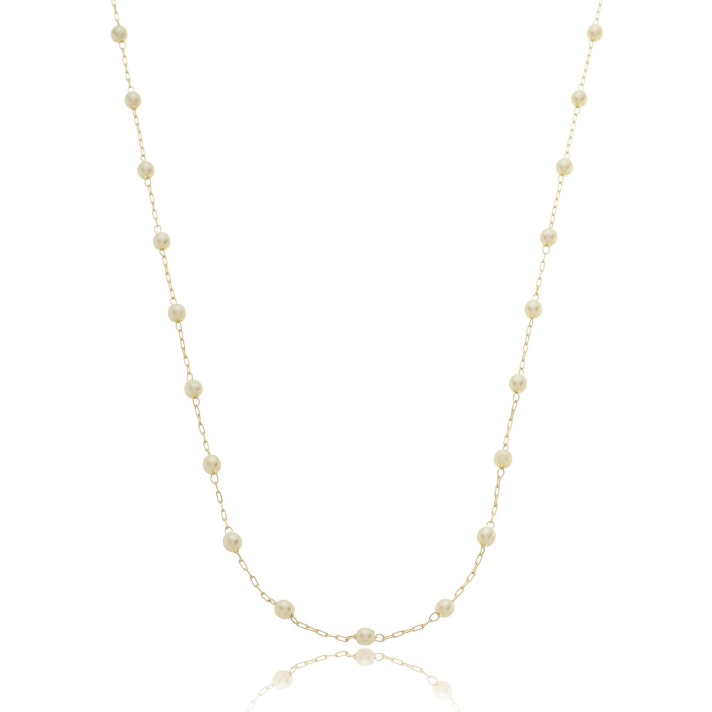 Delicate Pearl Station Chain Gold / 16"