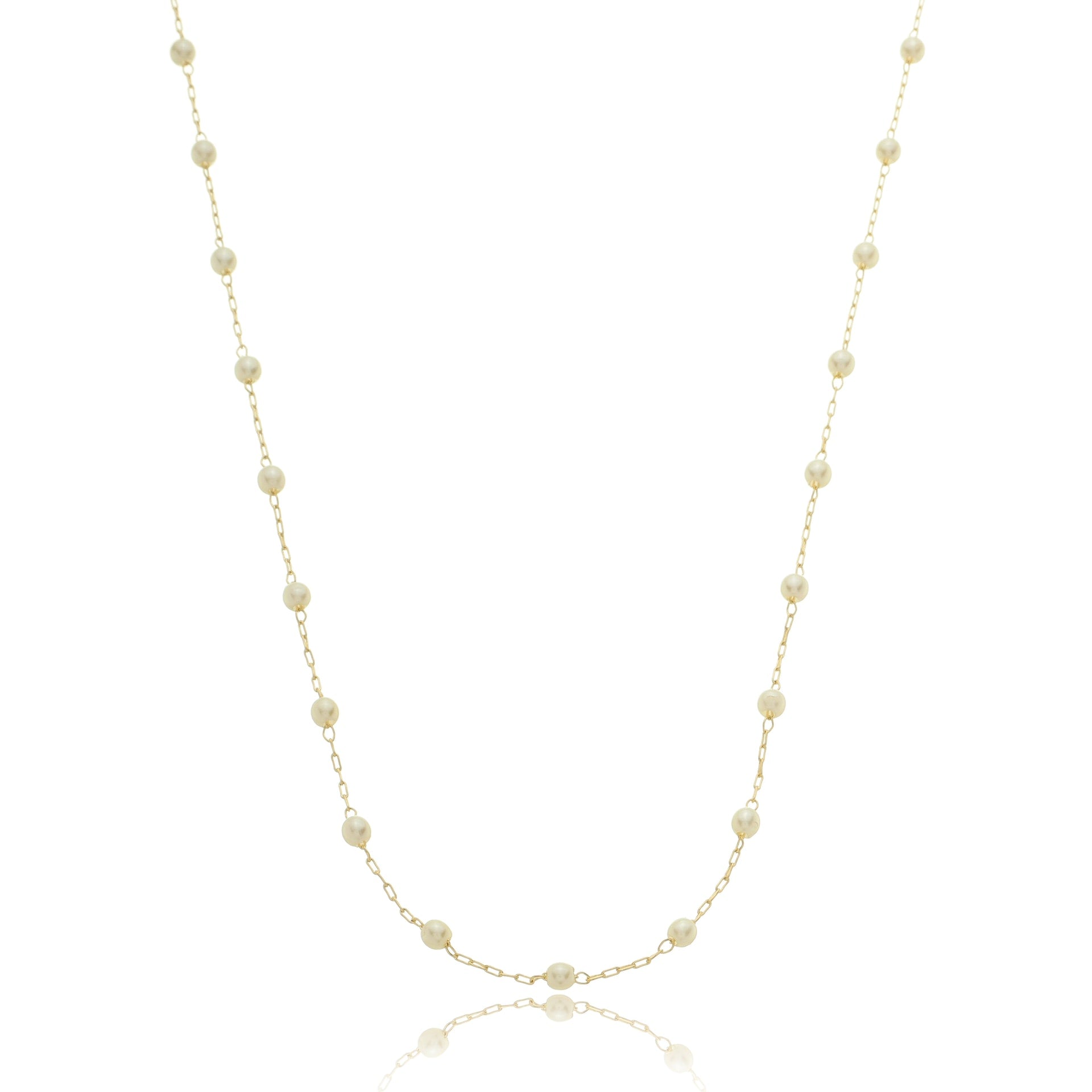 Delicate Pearl Station Chain Gold / 16"