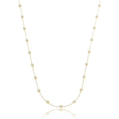Delicate Pearl Station Chain Gold / 16"