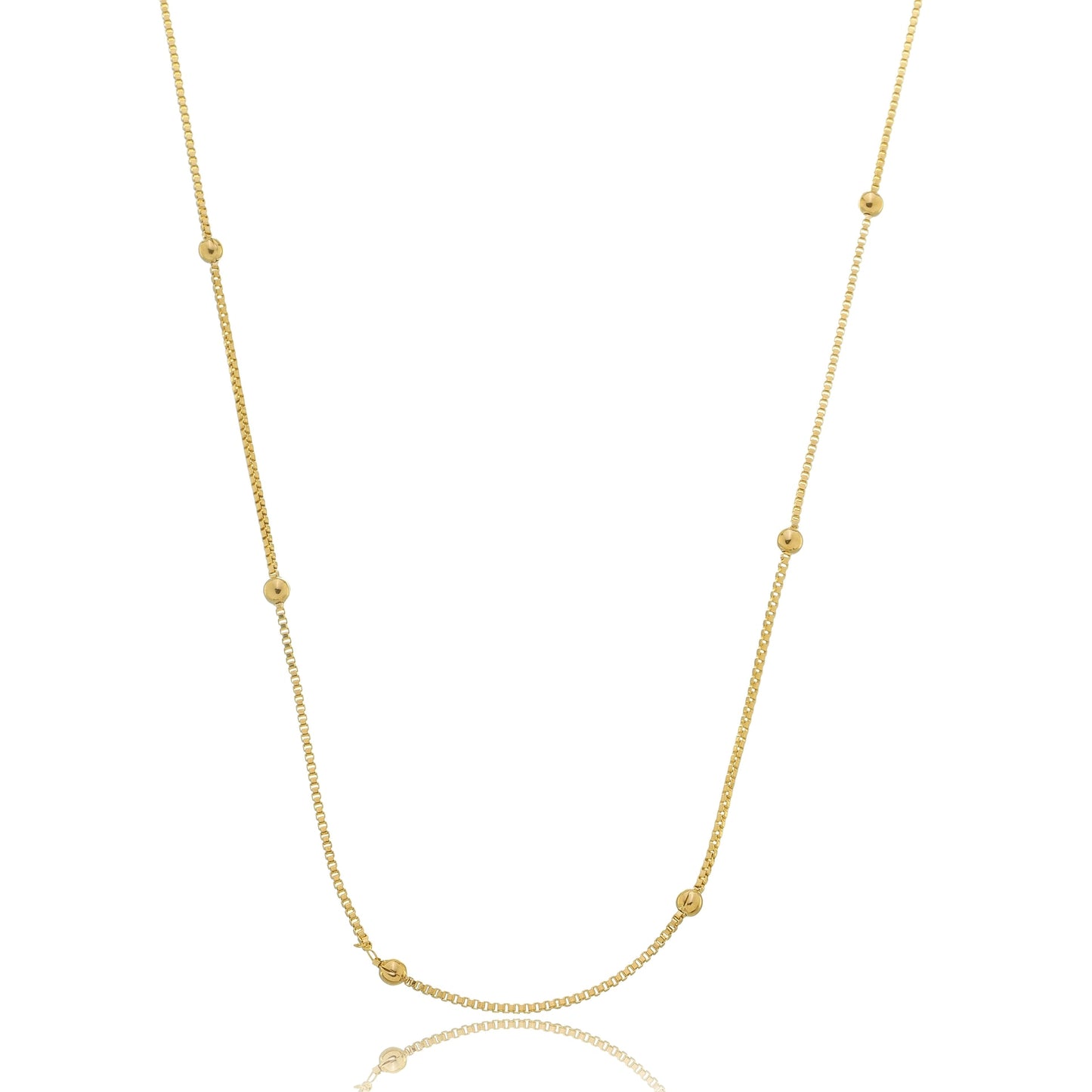 Beaded Station Box Chain Gold / 16"