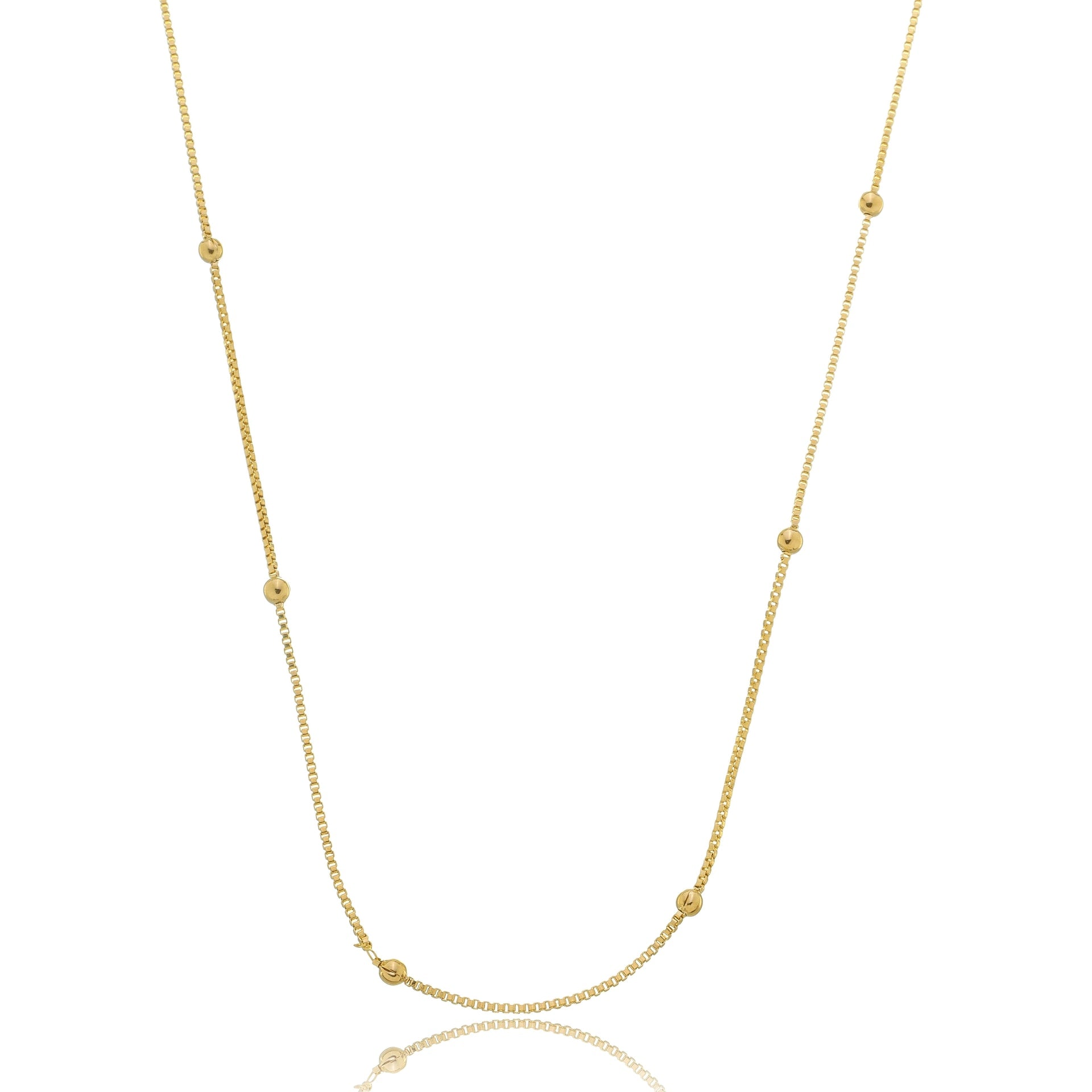 Beaded Station Box Chain Gold / 16"