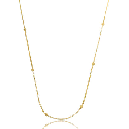 Beaded Station Box Chain Gold / 16"