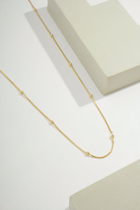 Beaded Station Box Chain Gold / 16"