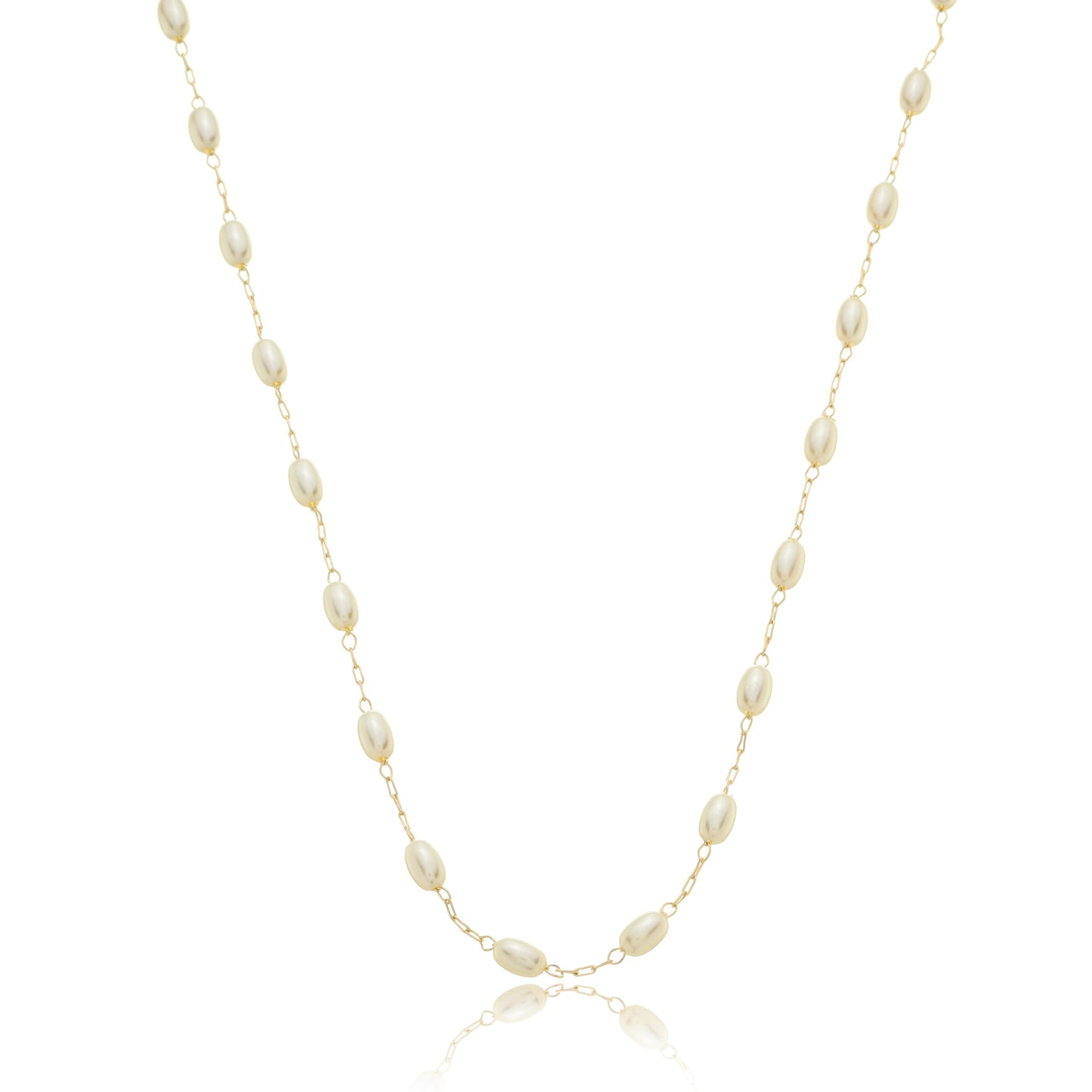 Delicate Pearl Chain Gold / 16"