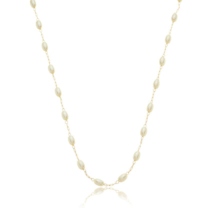 Delicate Pearl Chain Gold / 16"