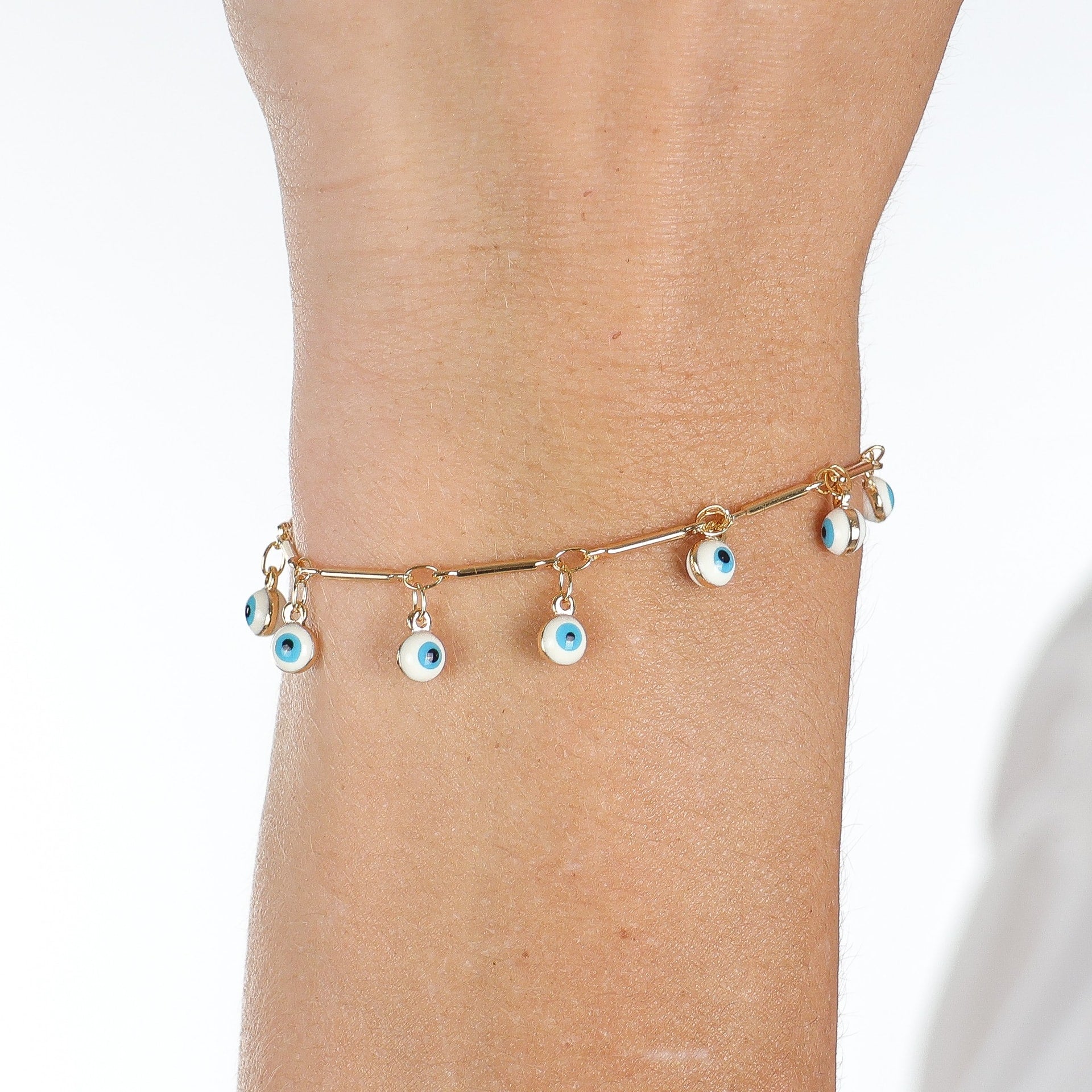Dangling Greek Eye Chain Gold / 6"