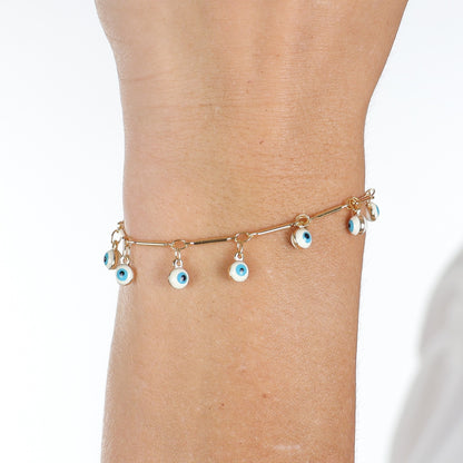 Dangling Greek Eye Chain Gold / 6"