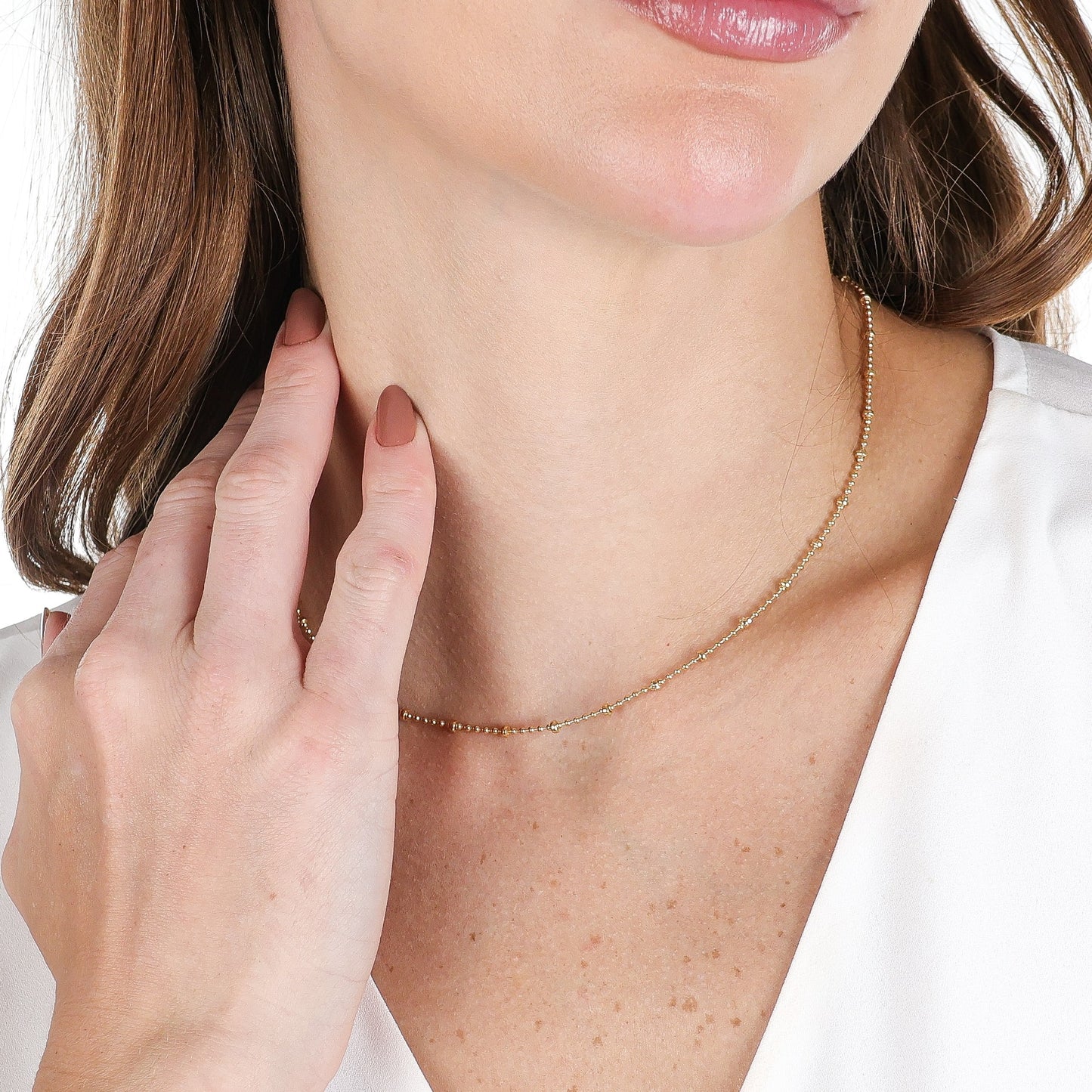 Twisted Bead Chain Necklace Gold