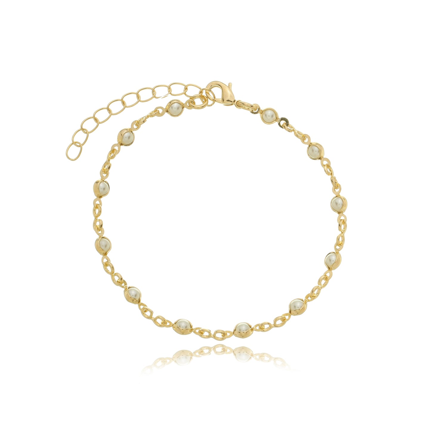 Delicate Round Pearl Chain Gold / 6"