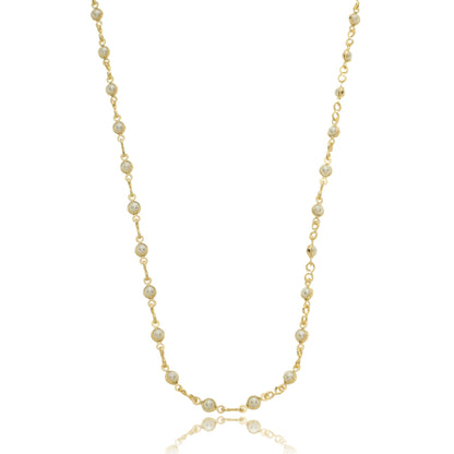Delicate Round Pearl Chain Gold / 16"