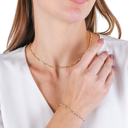 Delicate Round Pearl Chain Gold / 16"