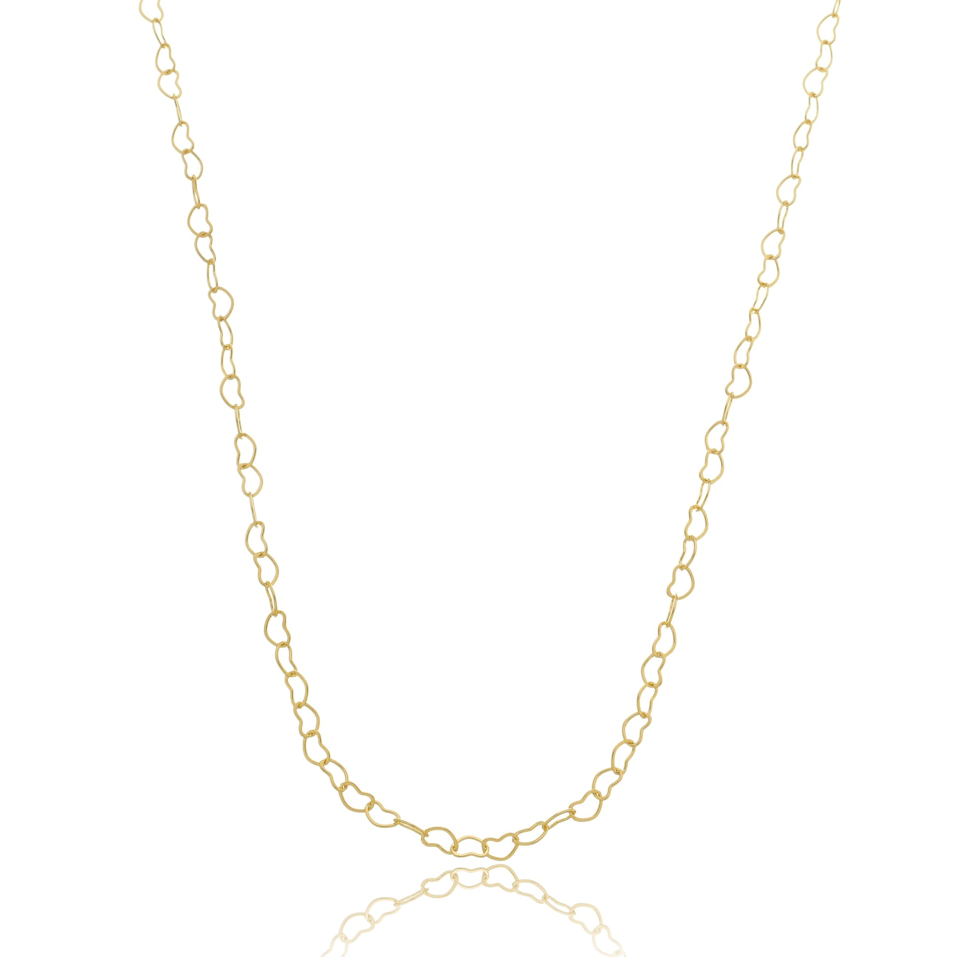 Lovely Heart Link Chain Necklace Gold