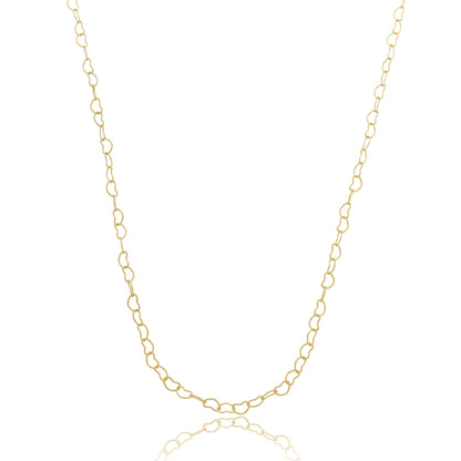 Lovely Heart Link Chain Necklace Gold