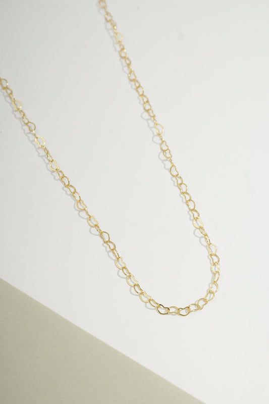 Lovely Heart Link Chain Necklace Gold