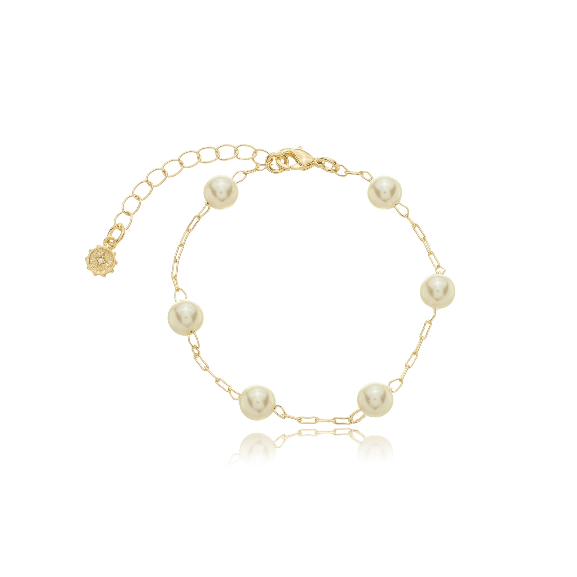 Elegant Floating Pearl Chain Gold / 6"