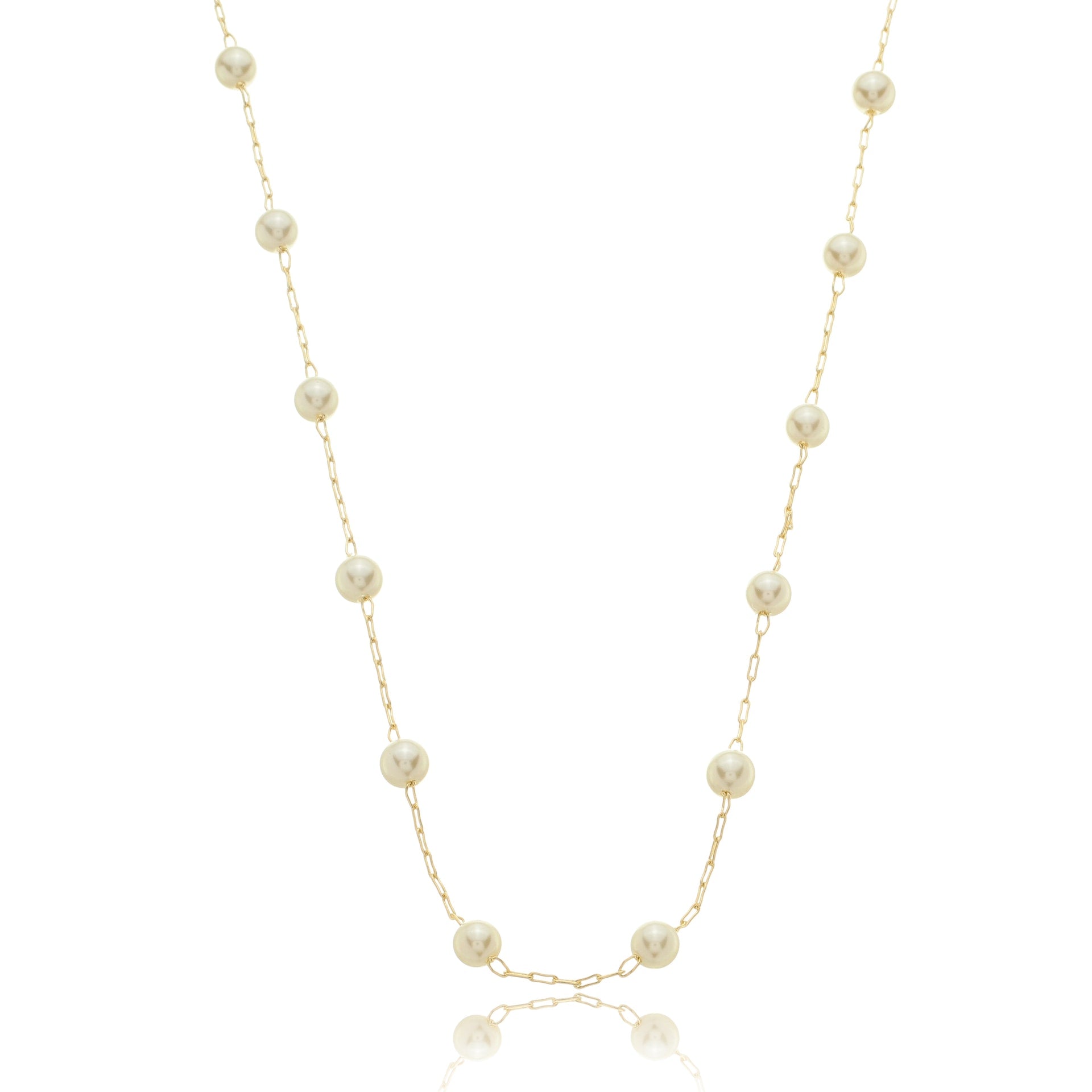 Elegant Floating Pearl Chain Gold / 16"