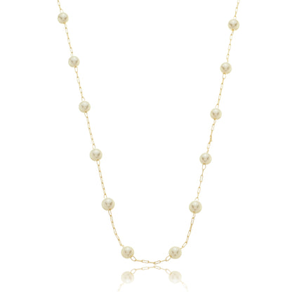 Elegant Floating Pearl Chain Gold / 16"