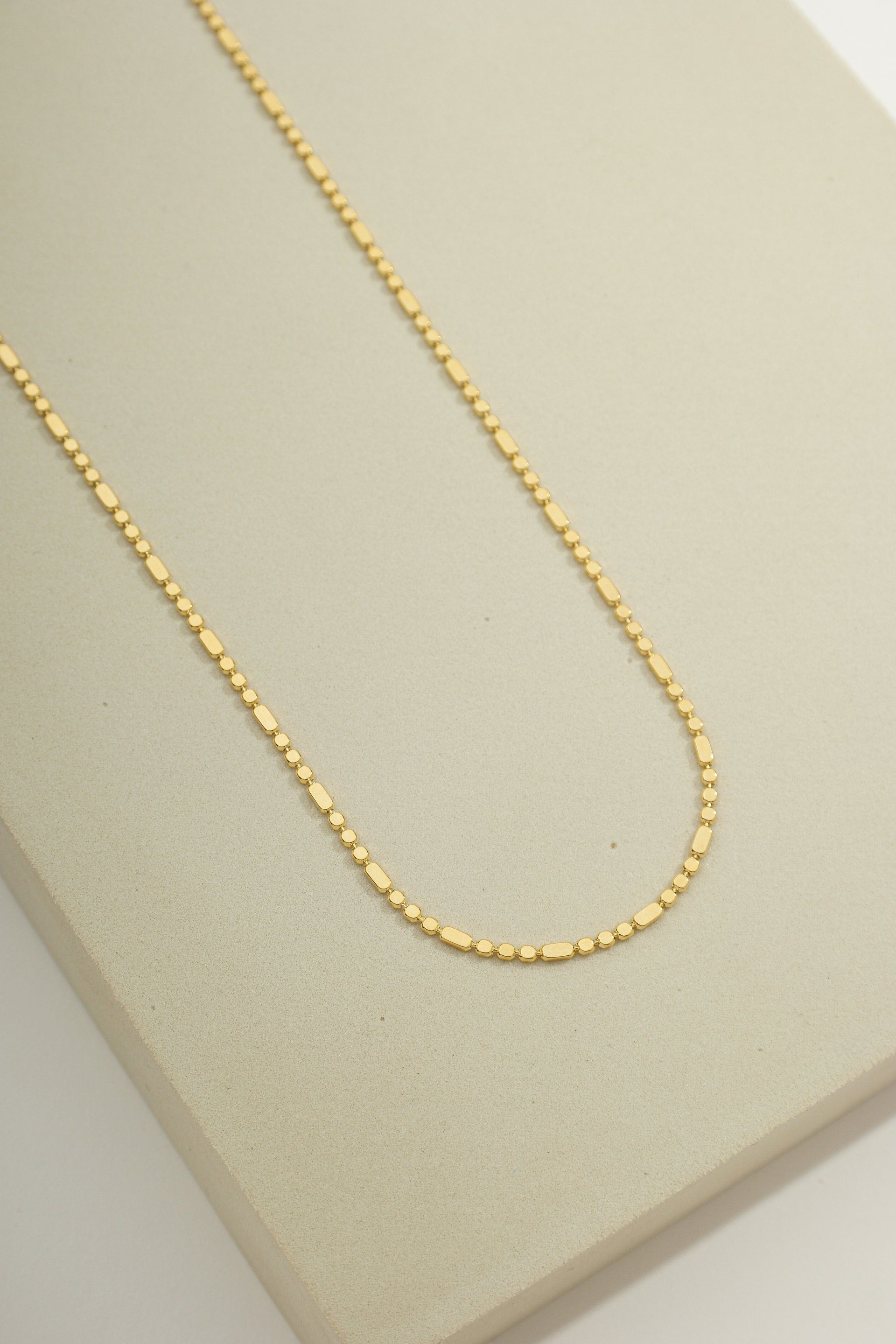 Bar and Bead Chain Necklace Gold
