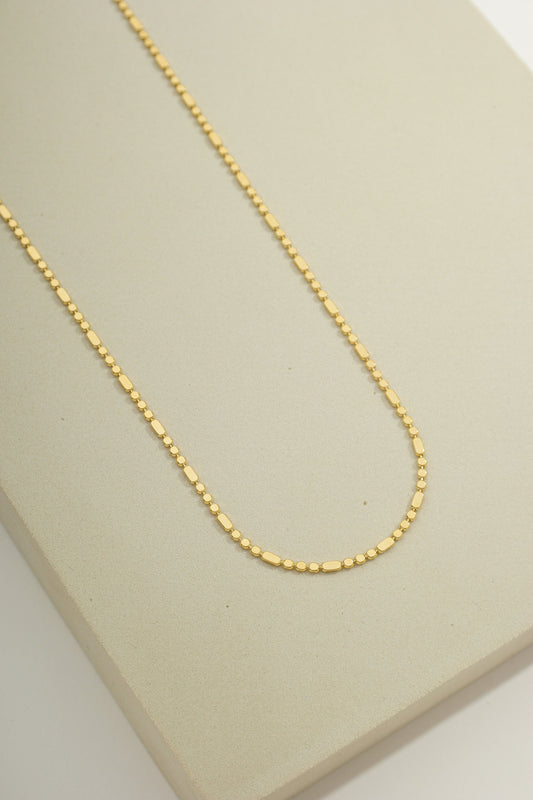 Bar and Bead Chain Necklace Gold