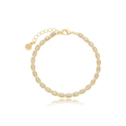 Petite Grace Oval Tennis Bracelet Gold
