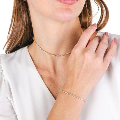 Round Radiance Tennis Choker Necklace Gold