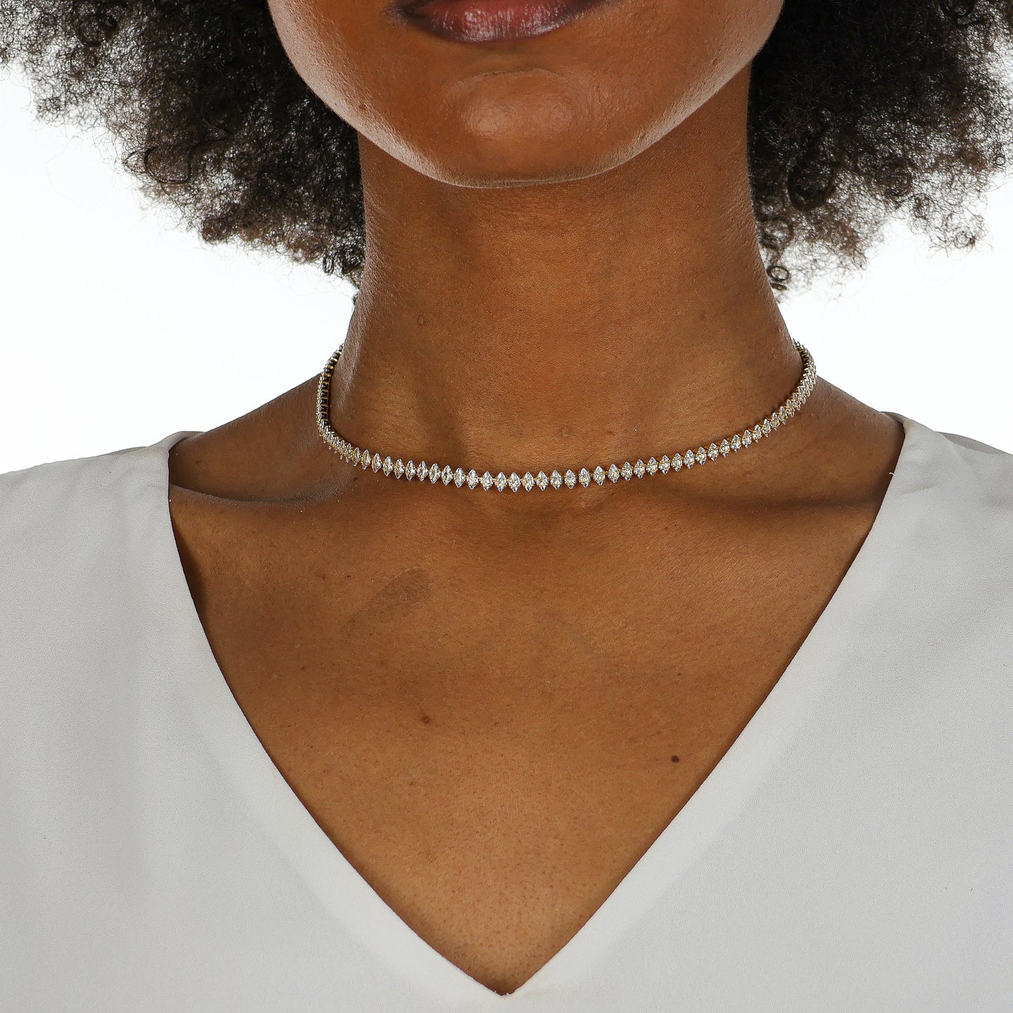 Diamond Dazzle Tennis Choker Necklace Gold