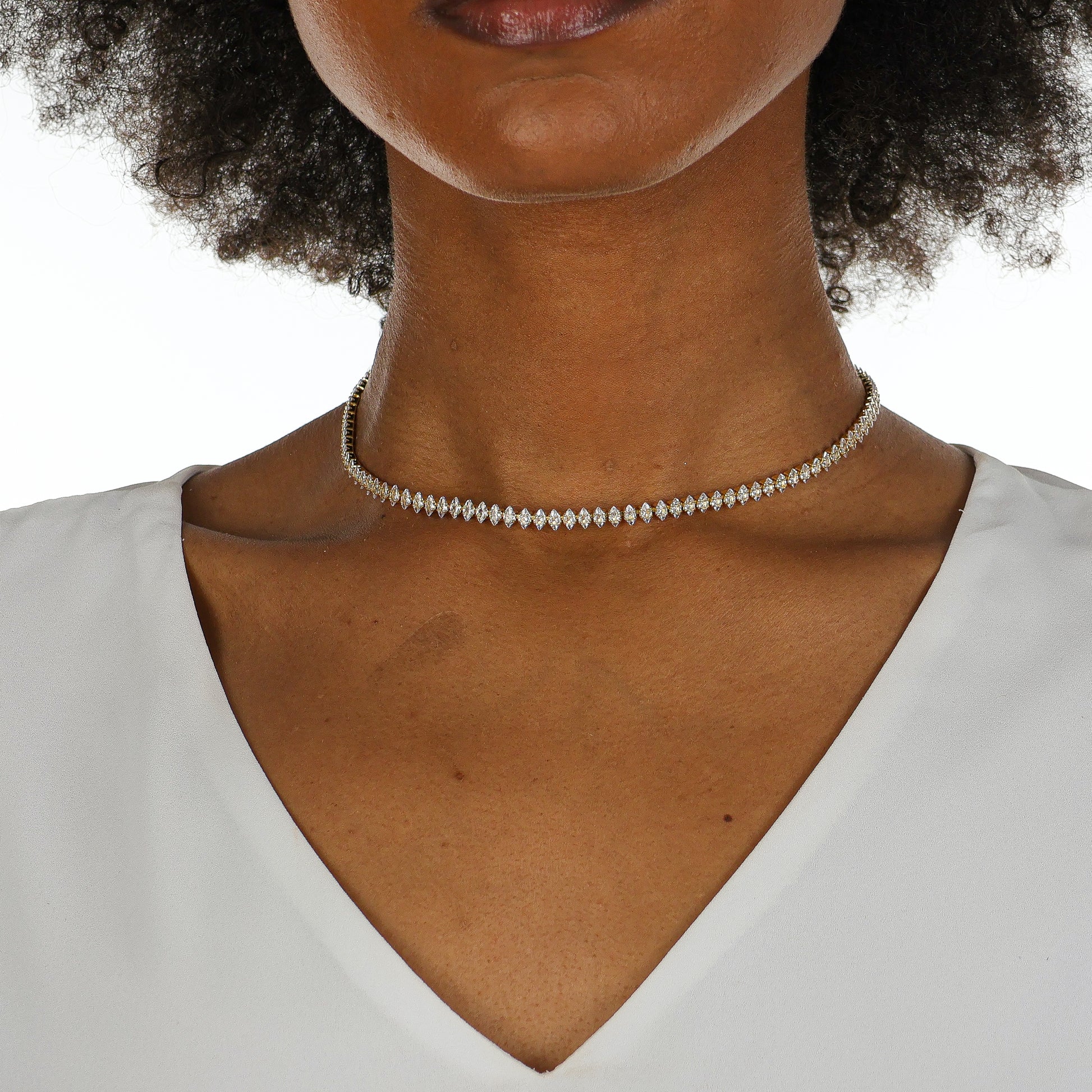 Diamond Dazzle Tennis Choker Necklace Gold