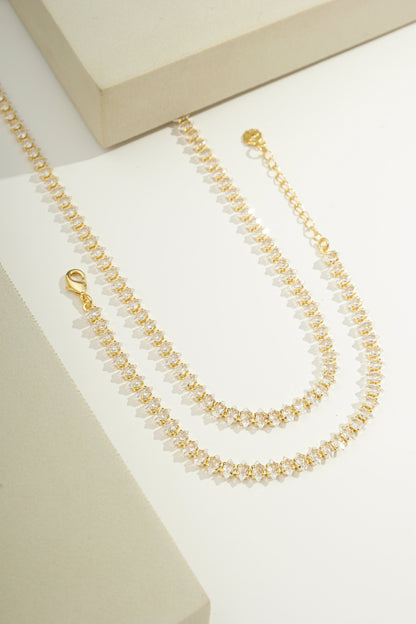 Diamond Dazzle Tennis Choker Necklace Gold