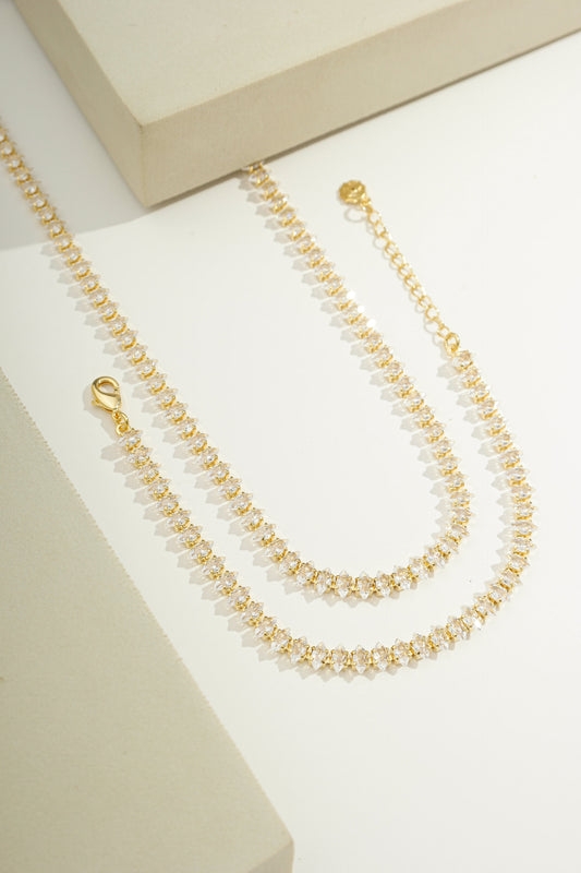 Diamond Dazzle Tennis Choker Necklace Gold