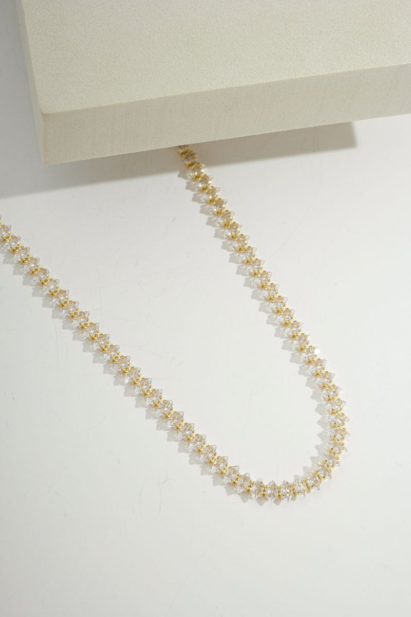 Diamond Dazzle Tennis Choker Necklace Gold