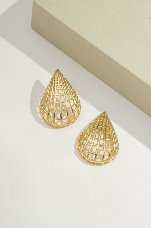Grid Teardrop Earring