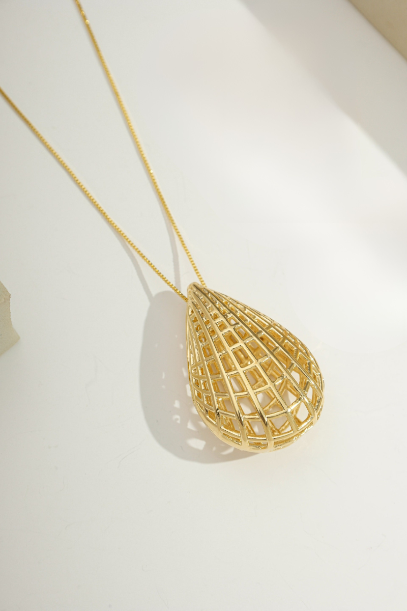 Grid Teardrop Necklace