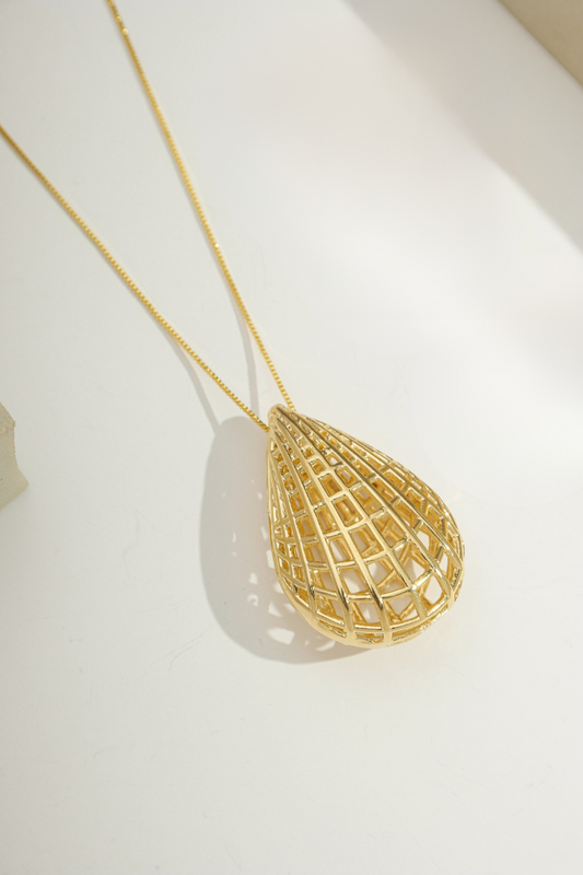 Grid Teardrop Necklace