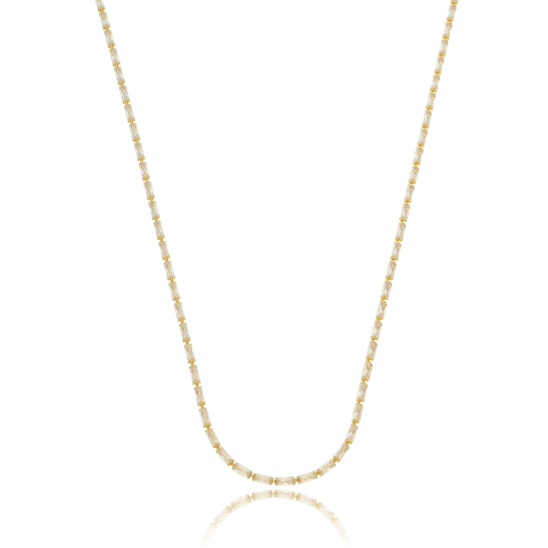 Dainty Baguette Tennis Choker Necklace Gold