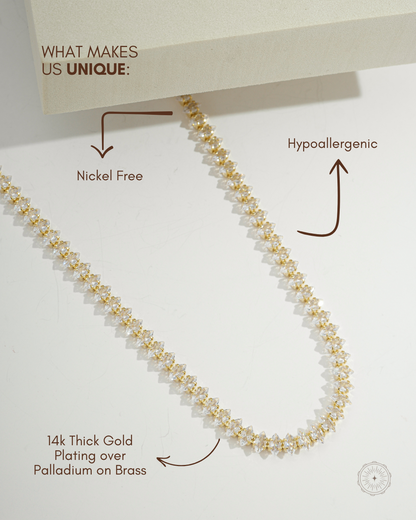 Dainty Baguette Tennis Choker Necklace Gold