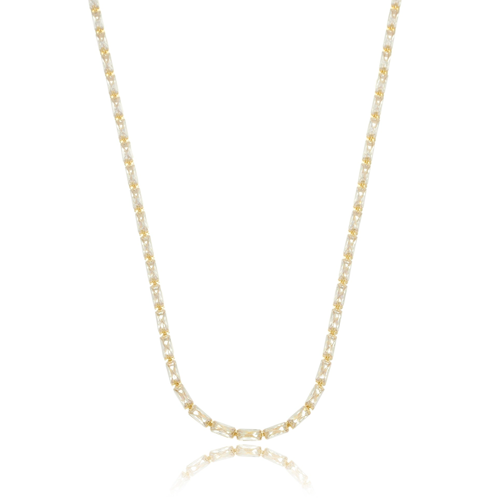 Baguette Zirconia Tennis Choker Necklace Gold
