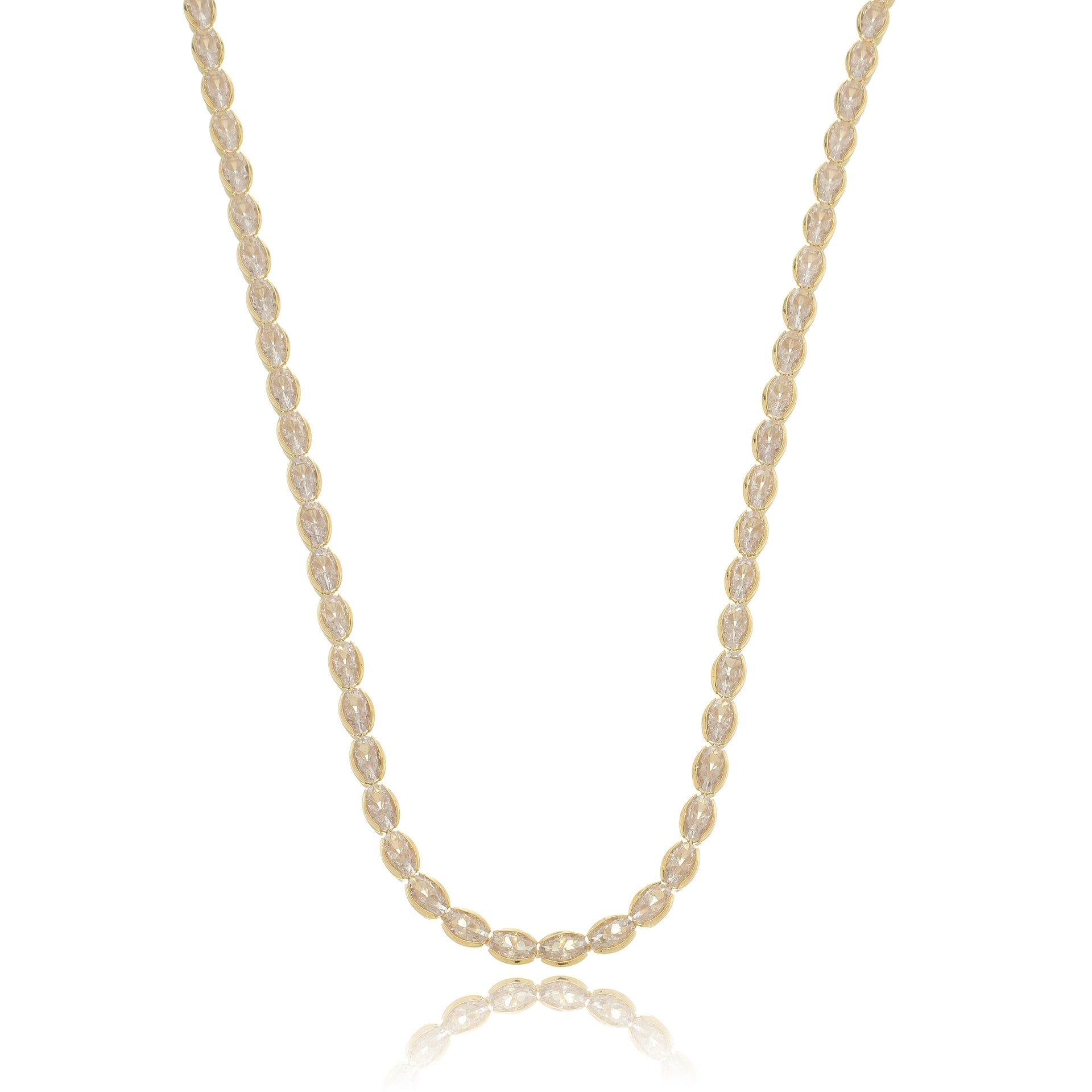 Dazzling Oval Tennis Choker Necklace Gold
