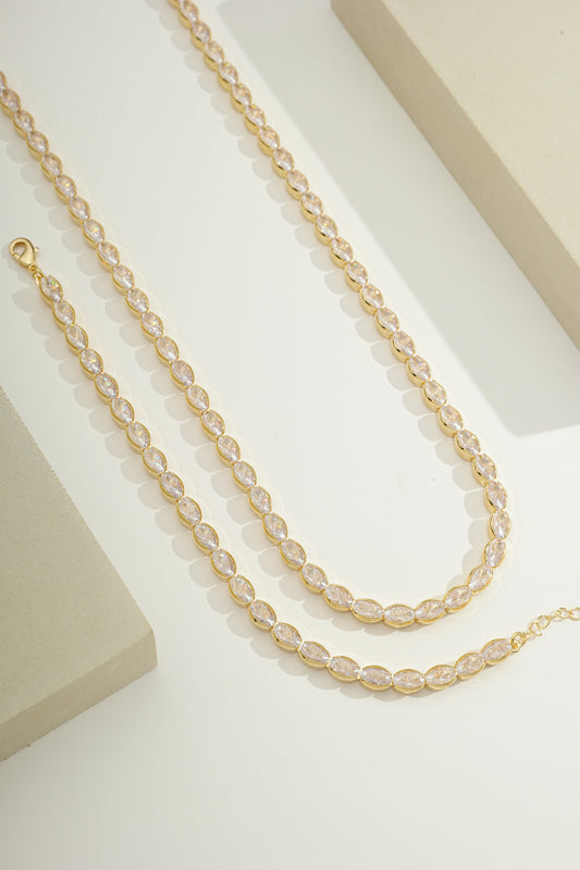 Dazzling Oval Tennis Choker Necklace Gold