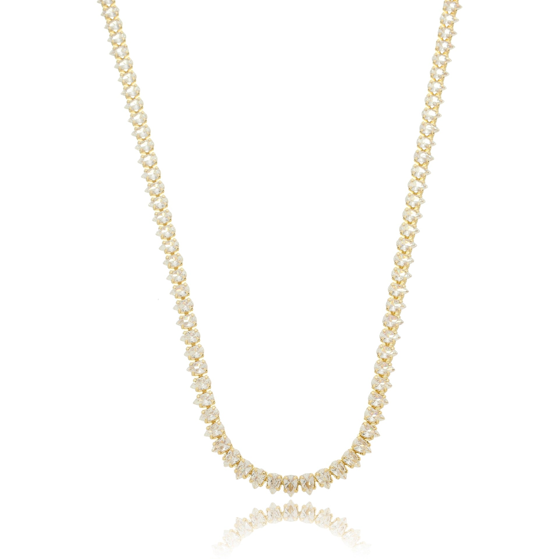 Luminous Teardrop Tennis Choker Necklace Gold