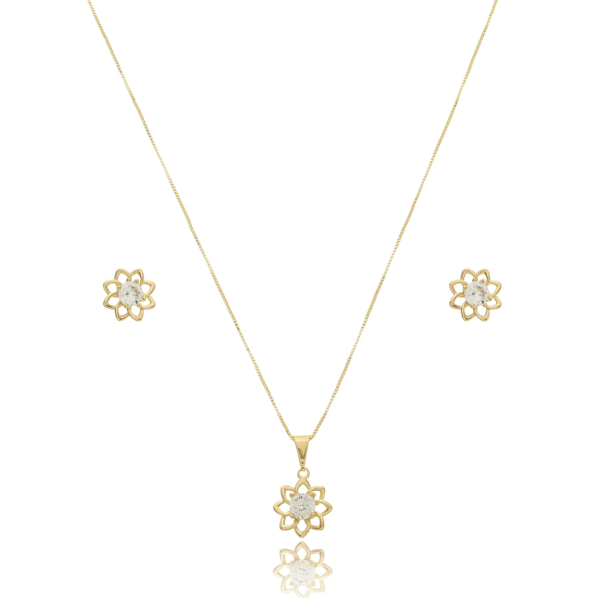 Camellia Flower Jewelry Set Gold