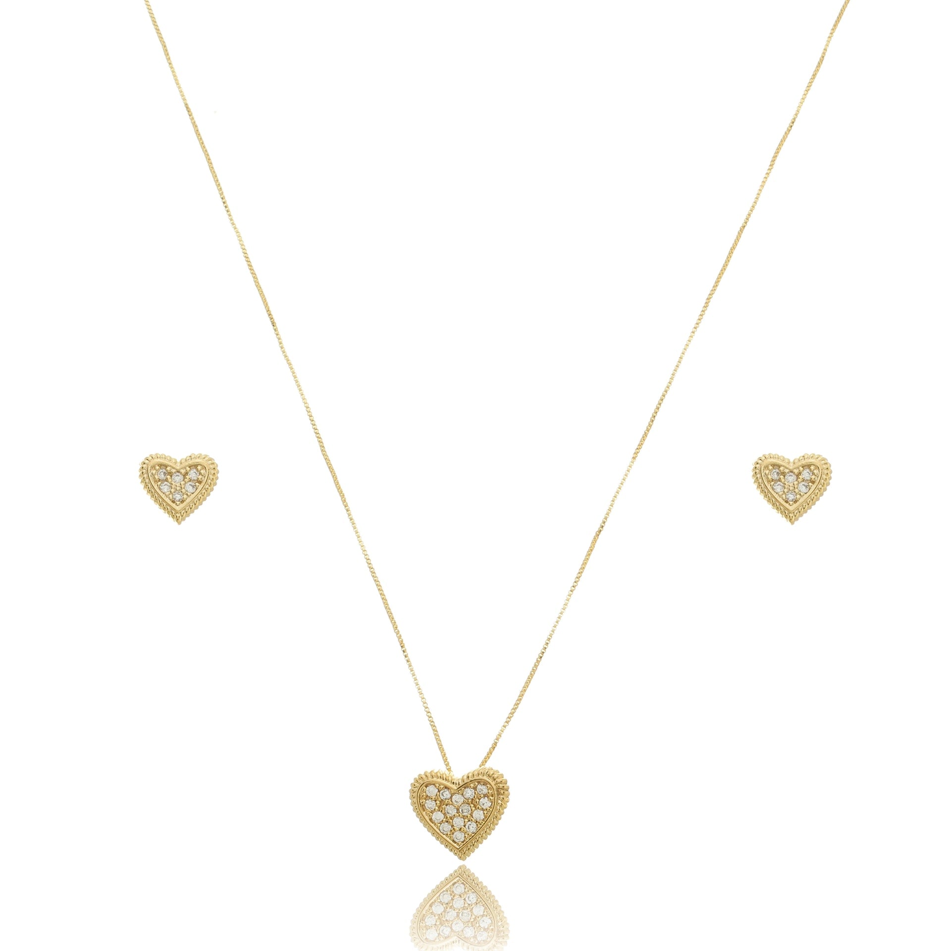 Heart Zirconia Jewelry Set Gold