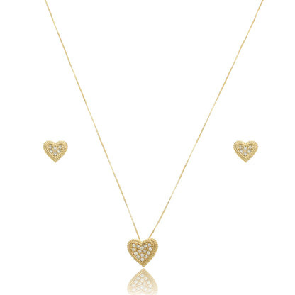 Heart Zirconia Jewelry Set Gold